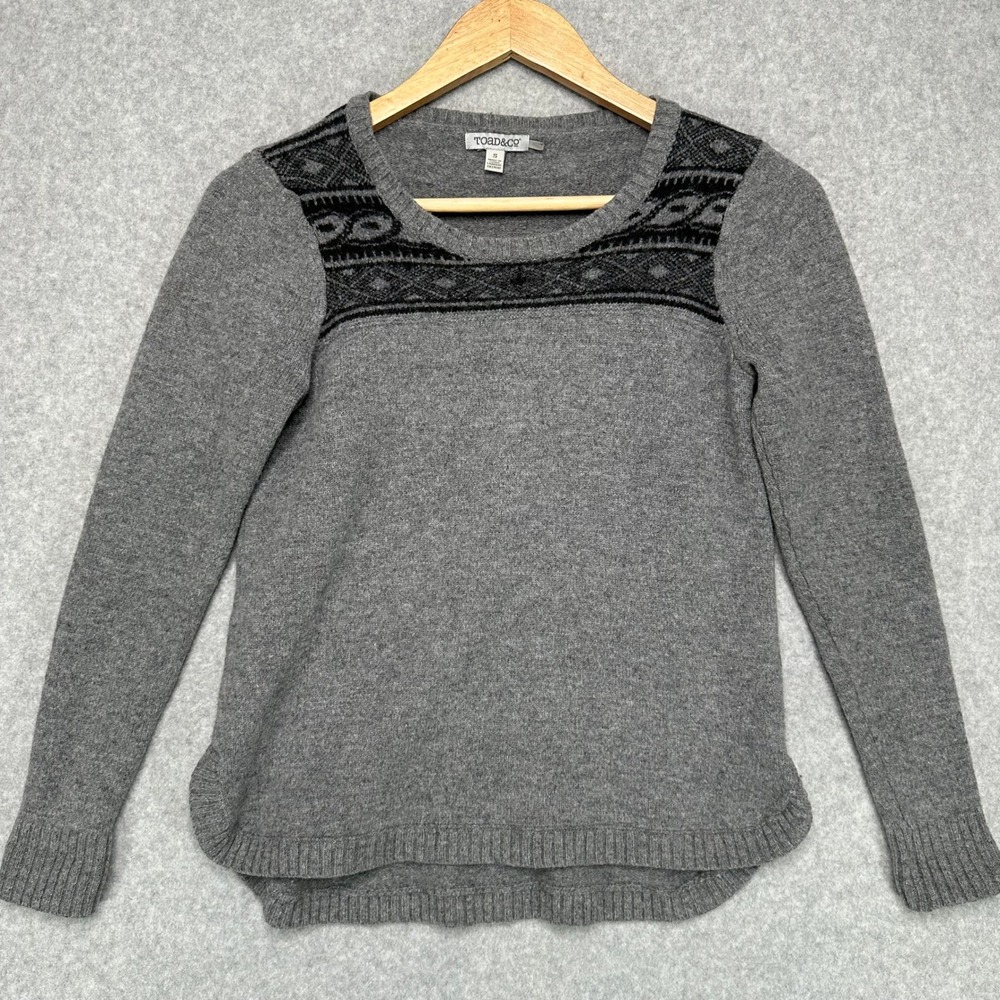 Toad & Co Aleutia Crew Sweater in Gray Lambswool Size S Long Sleeve Crew Neck